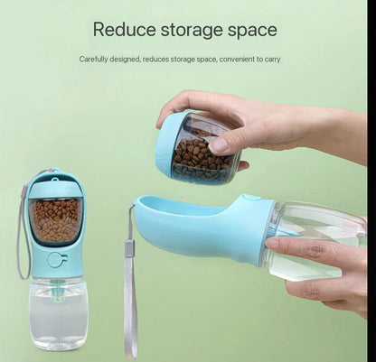 2-in-1 Portable Pet Water Bottle & Food Container for Dogs and Cats | Leak-Proof Travel Feeder
