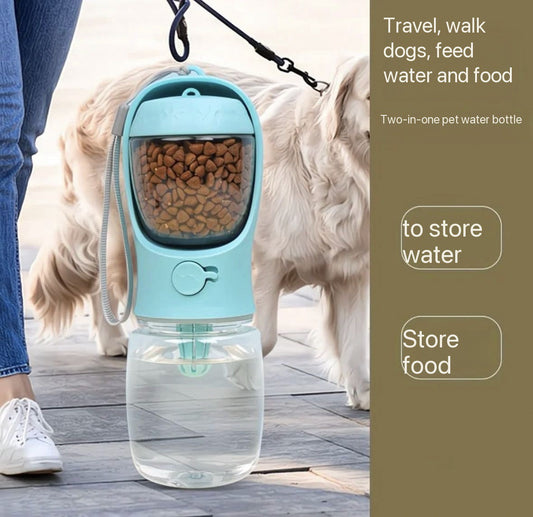 2-in-1 Portable Pet Water Bottle & Food Container for Dogs and Cats | Leak-Proof Travel Feeder